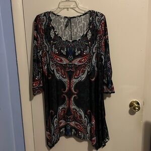 White Mark XL Geographic and Animal Print Long Sleeve Shirt